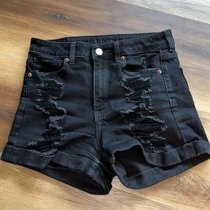 American Eagle High Waisted Black Mom Shorts